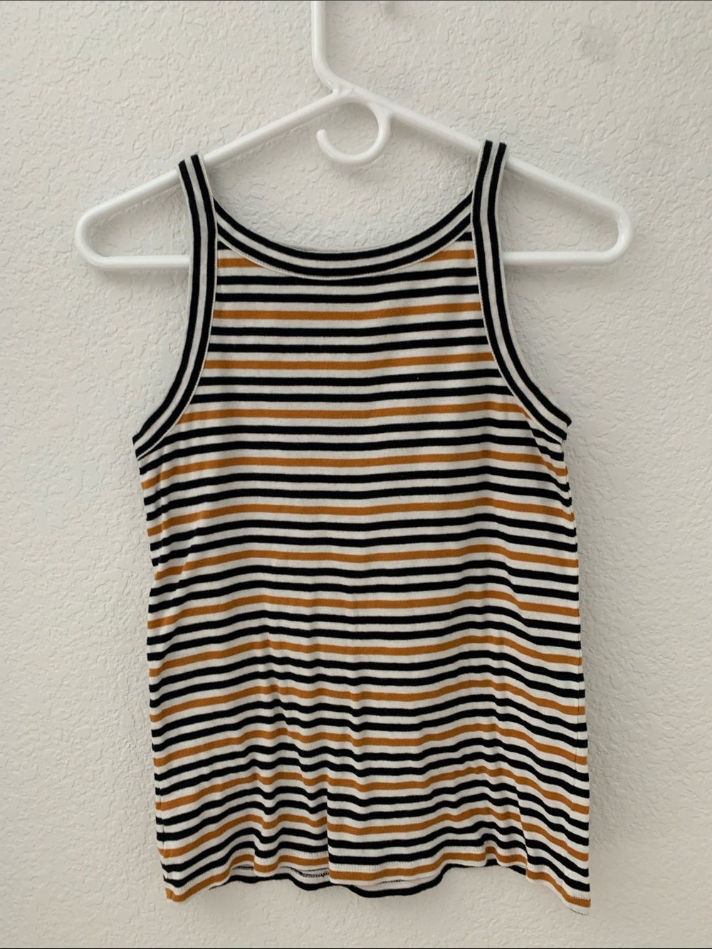 Loft Striped Ribbed Tank Top in Black, White & Mustard - Women